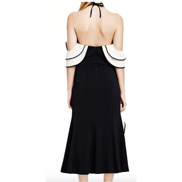 Jonathan Simkhai Ruffle Crepe Halter Off Shoulder Midi Dress 2 - Picture 13 of 13